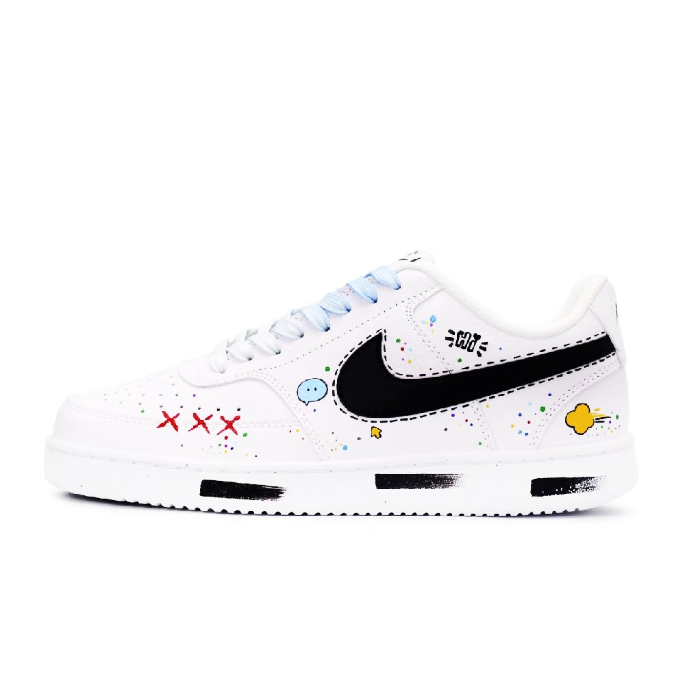 Nike Court Vision 1 Slip-Resistant Cushioning Wear-Resistant Low-Top Skateboard Shoes Men's White Blue Black