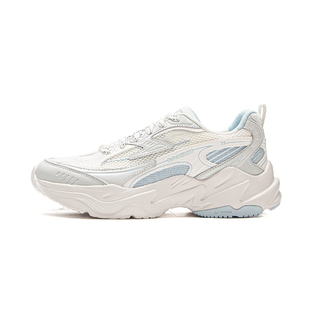 LiNing Meteor Cushioning, Slip Resistant, Abrasion Resistant Support Low Top Casual Shoes Women's White Gray Blue