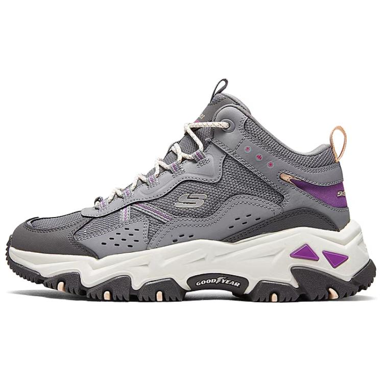 Skechers OUTDOOR Breathable Height Increasing Rebound Mid-Top Casual Shoes Women's Gray Purple