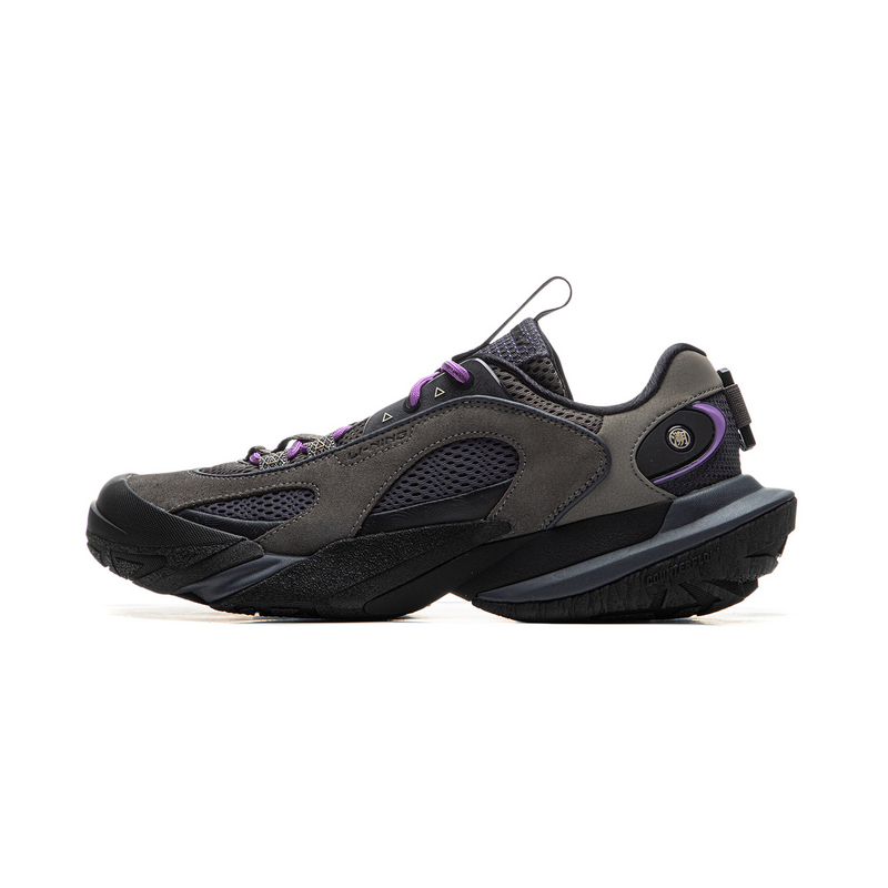 LiNing CF Tracing Hiking EDC Anti-Slip Wear-Resistant Low-Top Trekking Shoes Unisex Gray Black