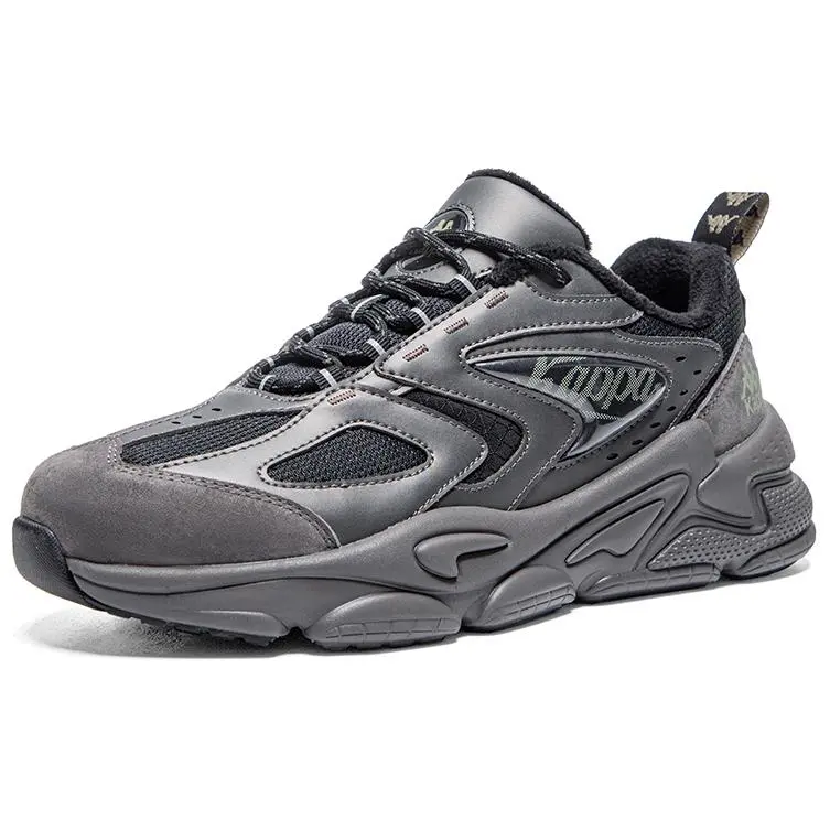 Kappa Anti-Slip Wear-Resistant Low-Top Chunky Sneakers Unisex Black