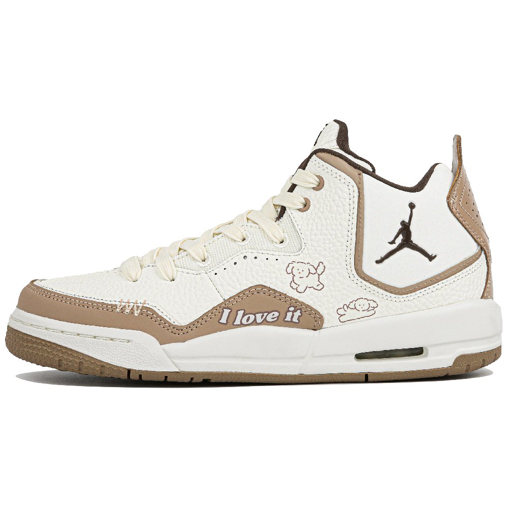 Jordan Mid-Top Vintage Basketball Shoes GS White Brown