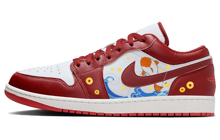 Jordan Air Jordan 1 Anti-Slip Wear-Resistant Low-Top Vintage Basketball Shoes Men's Red