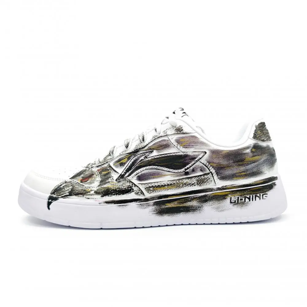 LiNing Pontoon Boats Abrasion Resistant Balance Lightweight Low top Skateboard Shoes Unisex White