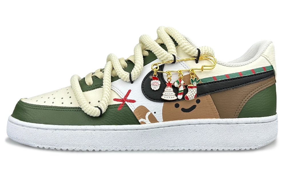 Nike Court Vision 1 Low Low-Top Skateboard Shoes Men's White Green