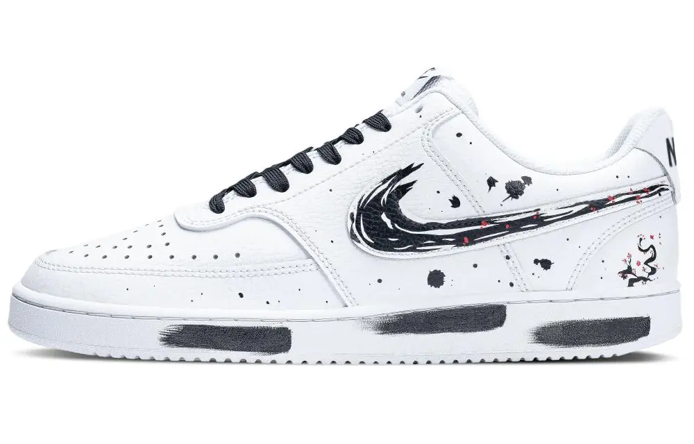 Nike Court Vision 1 Low Coverage Abrasion Resistant Low top Skateboard Shoes Men's White Black