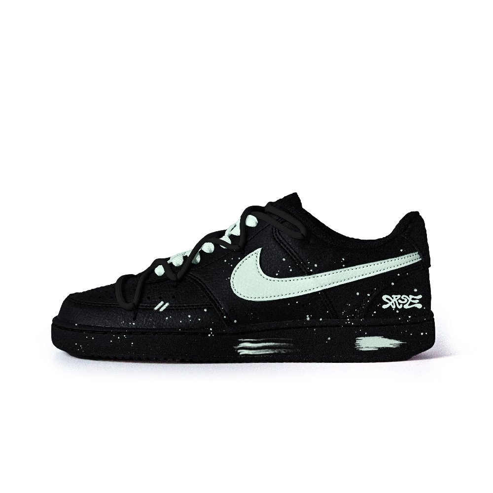 Nike Court Vision Spirit Bamboo Grain Pattern Anti Slip Wear Resistant Low Top Skateboard Shoes Unisex Black Green