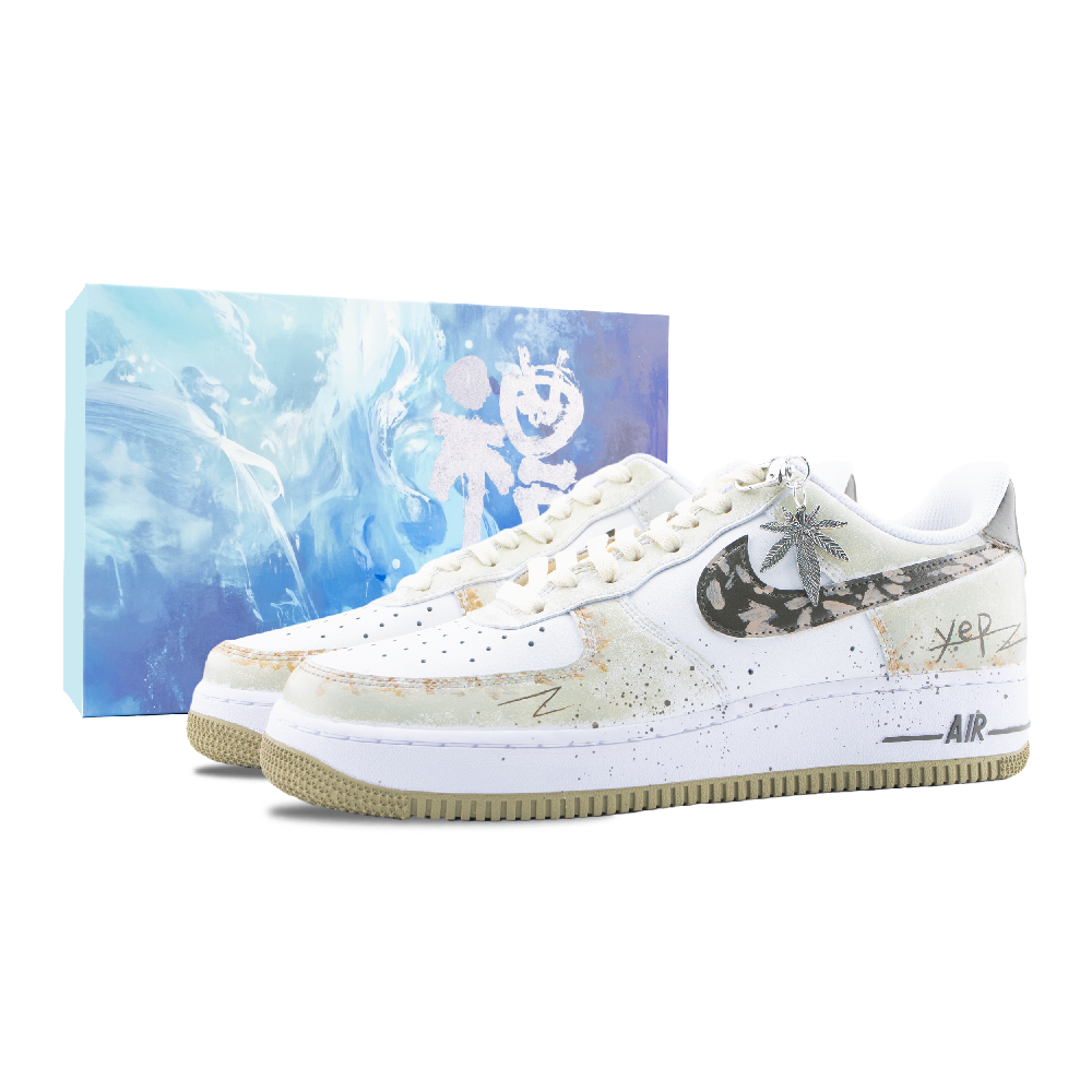 Nike Air Force 1 Genya Mimasu Abrasion Resistant Low Top Skateboard Shoes Unisex Beige