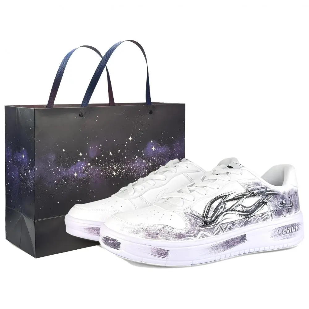 LiNing Pontoon Boats Wear resistant And Lightweight Low top Skateboard Shoes Men's Purple White