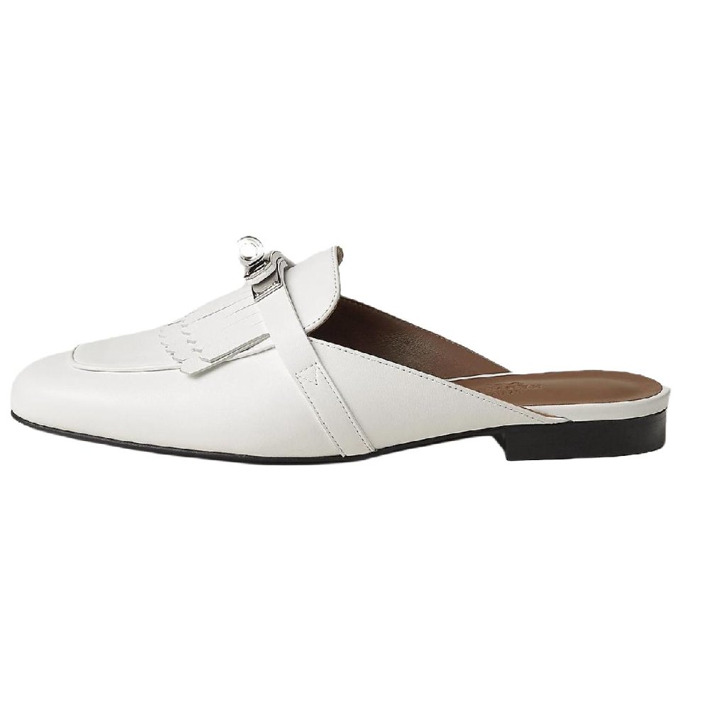 HERMES Oz Wrap-toe Slippers Women's White