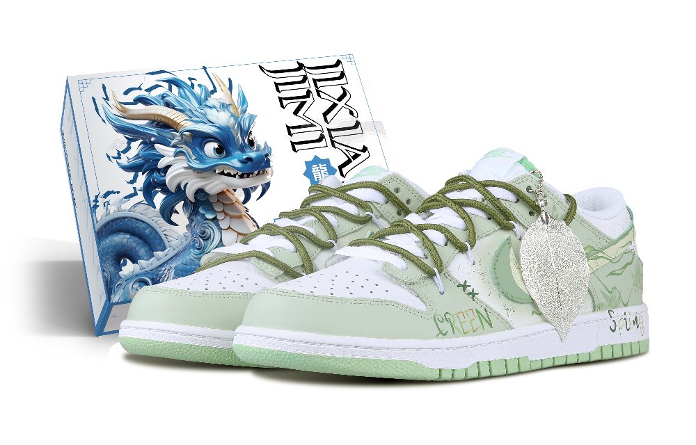 Nike Dunk Low-Top Skateboard Shoes Men's White Green