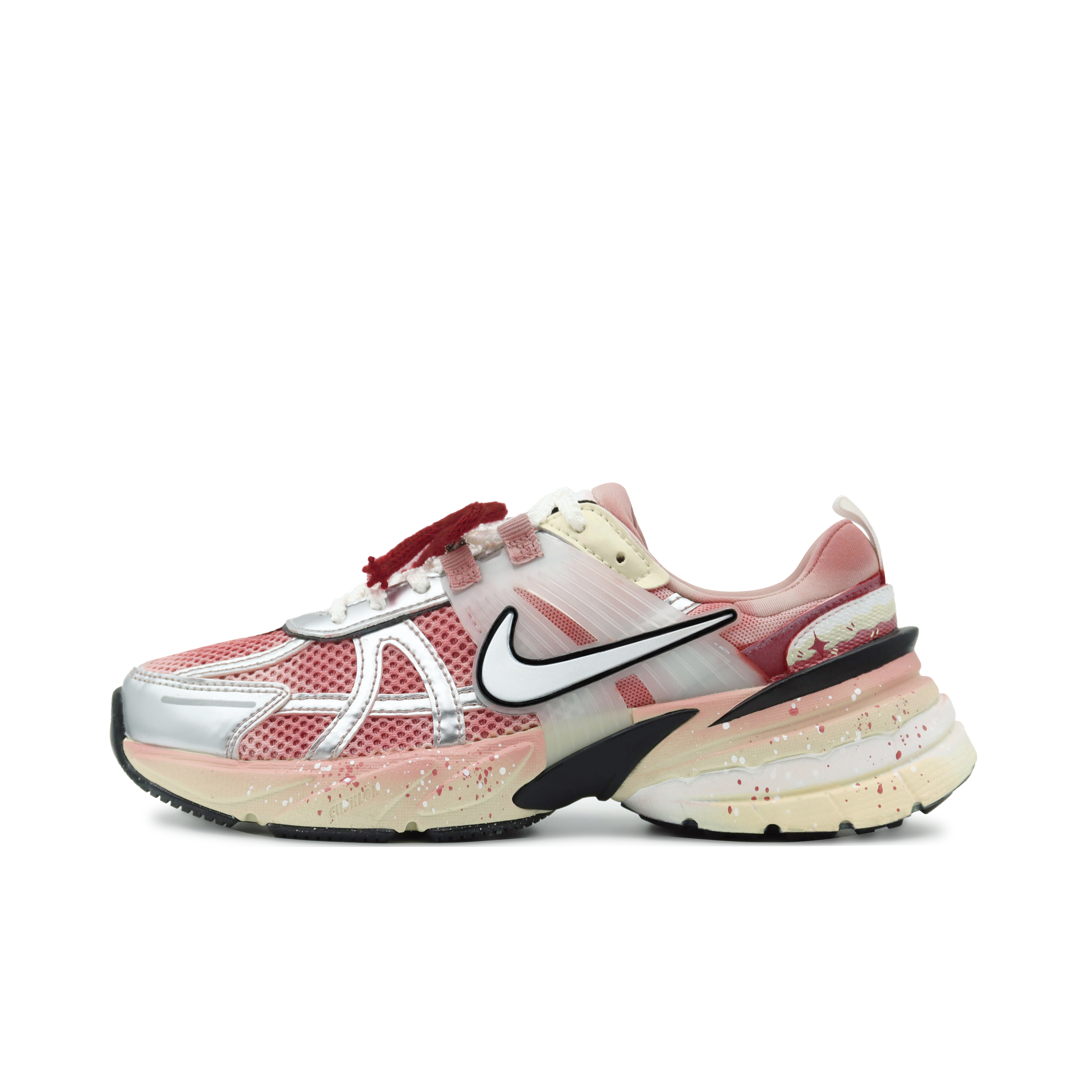 Nike V2K Run Low-Top Running Shoes Women's Silver Red