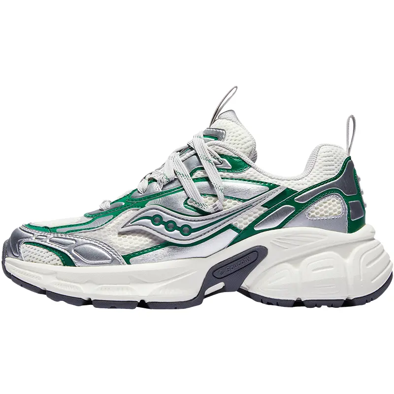Saucony 2K CAVALRY Slip Resistant, Breathable, And Supportive Low Top Casual Shoes Unisex Silver Green