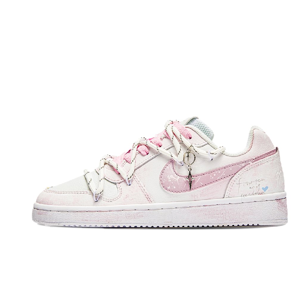 Nike EBERNON WuJie, Cupid Slip Resistant Low Top Skateboard Shoes Unisex Pink Blue