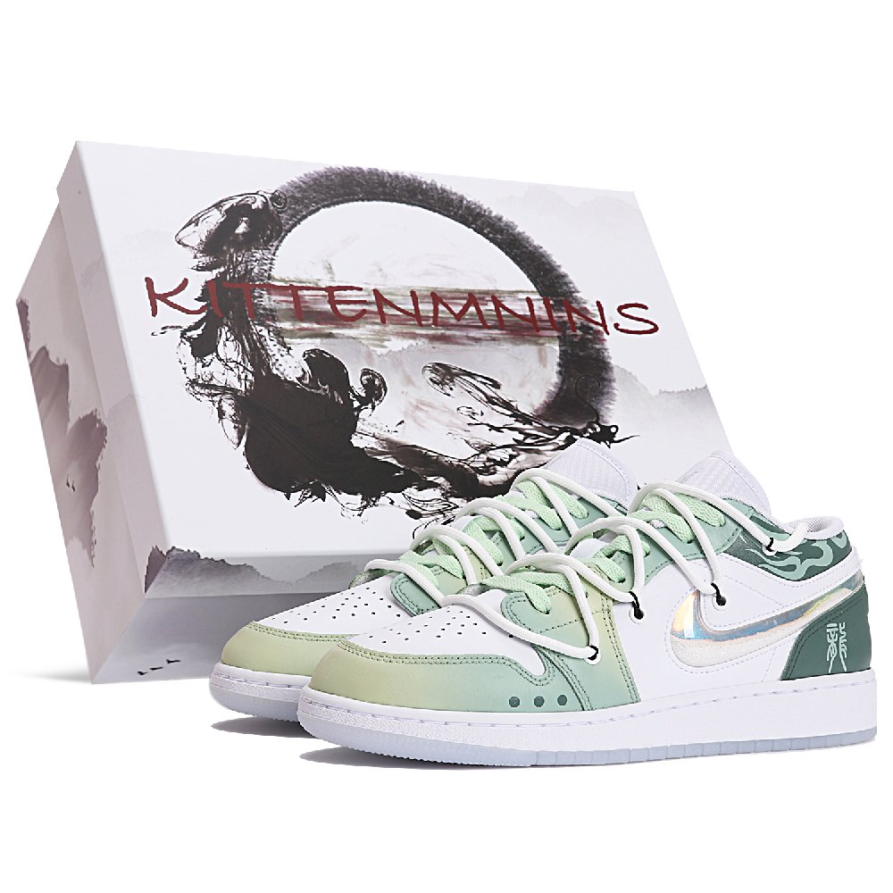 Jordan Air Jordan 1 Low-Top Vintage Basketball Shoes Women's Green White