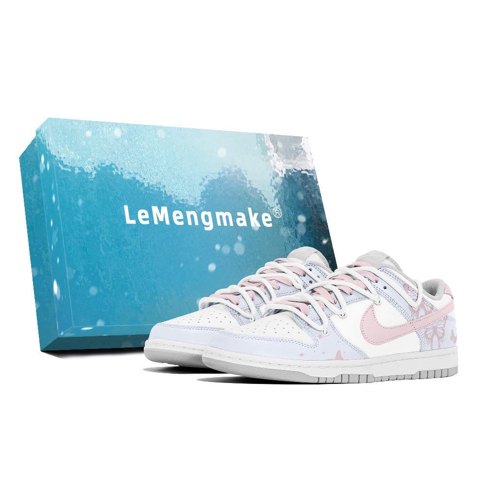 Nike Dunk Lemon Joy Abrasion Resistant Low Top Skateboard Shoes Women's Blue Pink