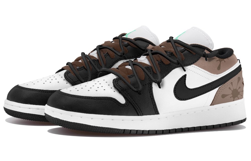 Jordan Air Jordan 1 Low Top Basketball Shoes Men's Black White Brown