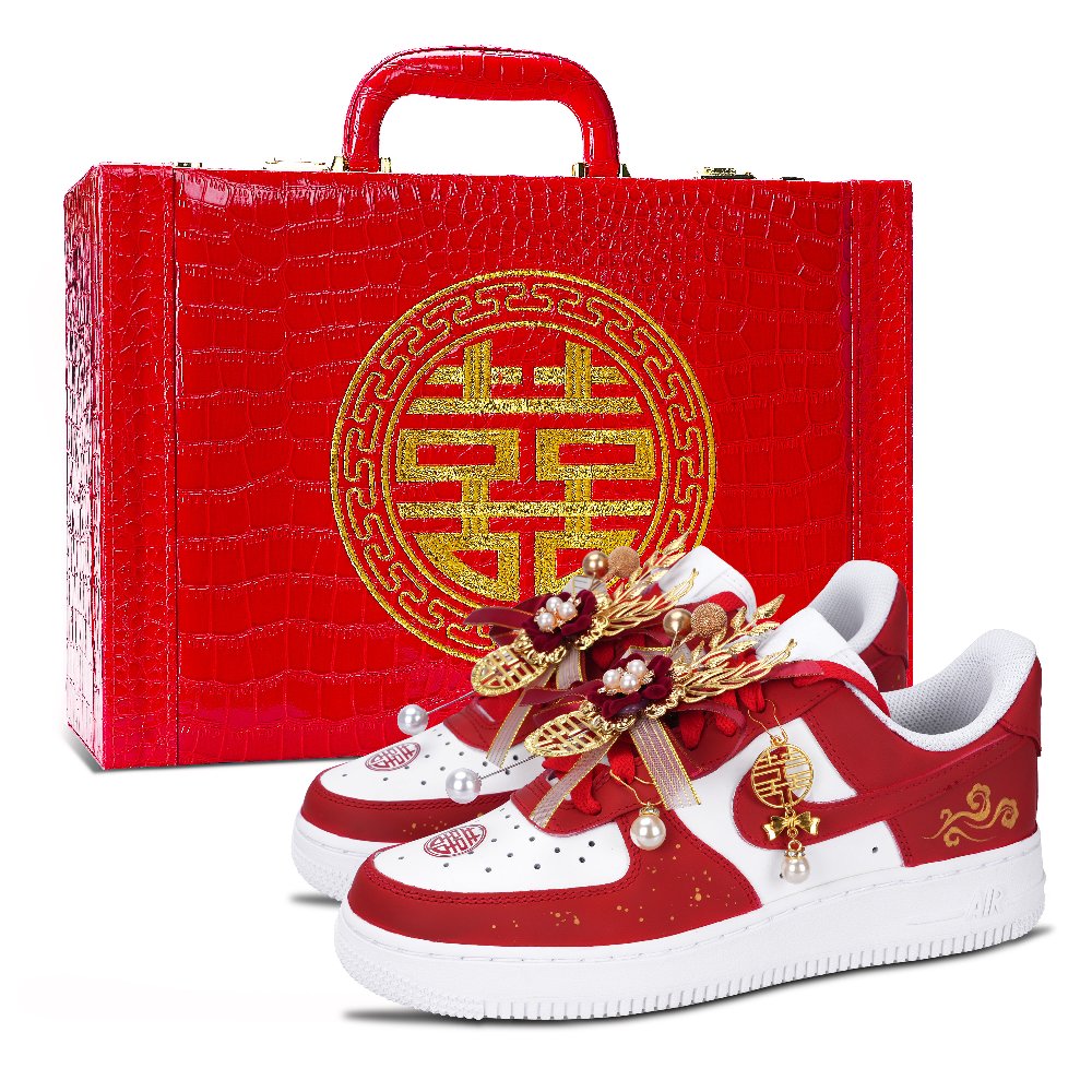 Nike Air Force 1 Heaven's Perfect Match Abrasion Resistant Low Top Skateboard Shoes Unisex Red