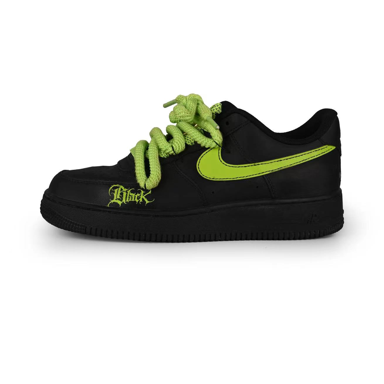 Nike Air Force 1 Slip-Resistant Low-Top Skateboard Shoes Unisex Black Green