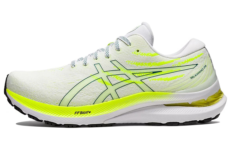 Asics Gel Kayano 29 White Velvet Pine Safety Yellow Women's