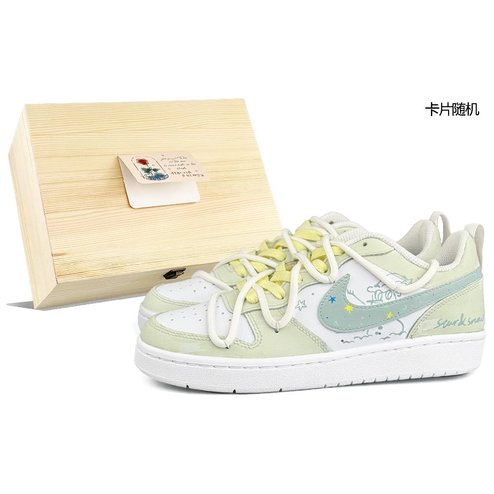 Nike Court Borough Low-Top Skateboard Shoes Women's White Green