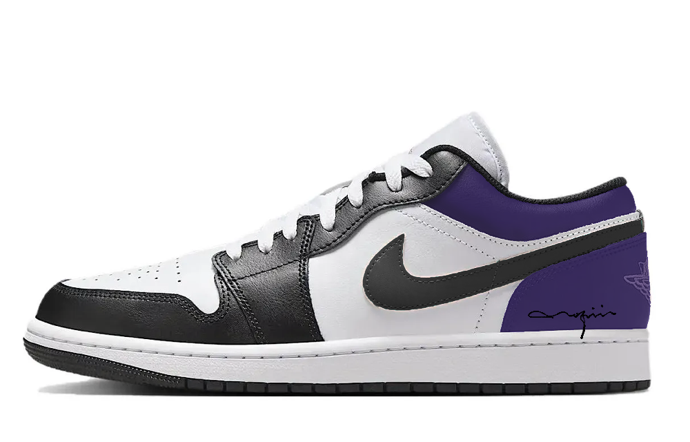 Jordan Air Jordan 1 Cushioning, Wear Resistant Low Top Vintage Basketball Shoes Unisex Purple