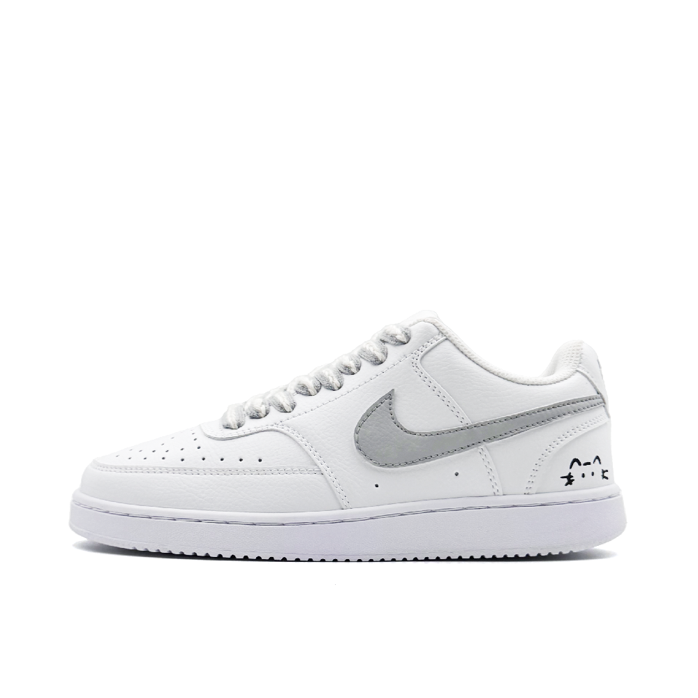 Nike Court Vision 1 Slip Resistant Low Top Skateboard Shoes Women's White Gray