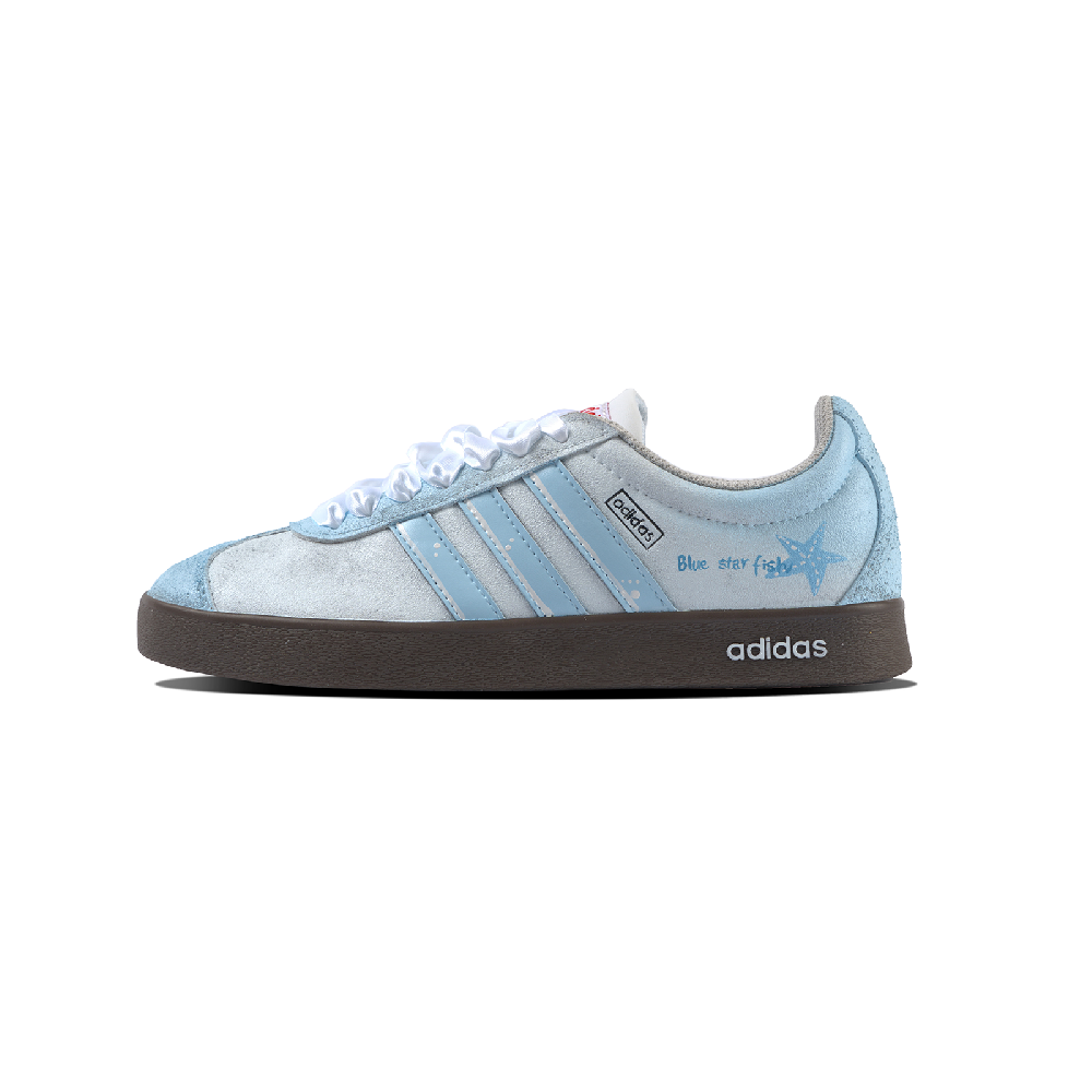 Adidas VL COURT 2.0 Love Song Abrasion Resistant Low top Skateboard Shoes Unisex Blue