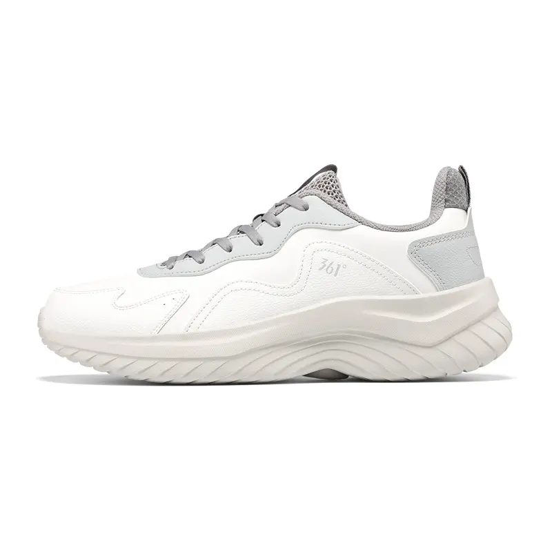 361° Slip-Resistant Lightweight Warm Low-Top Running Shoes Men's White Gray