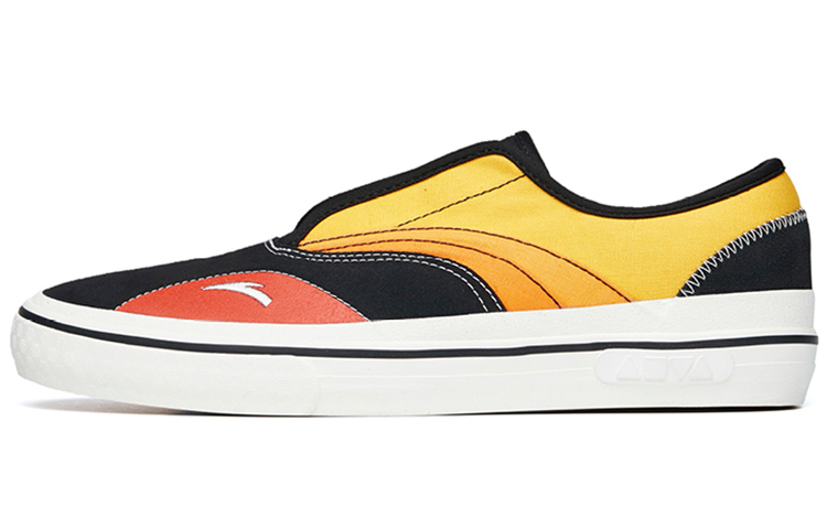 Anta Qian Xing Low-Top Skateboard Shoes Men's Black Yellow Slip-on Version