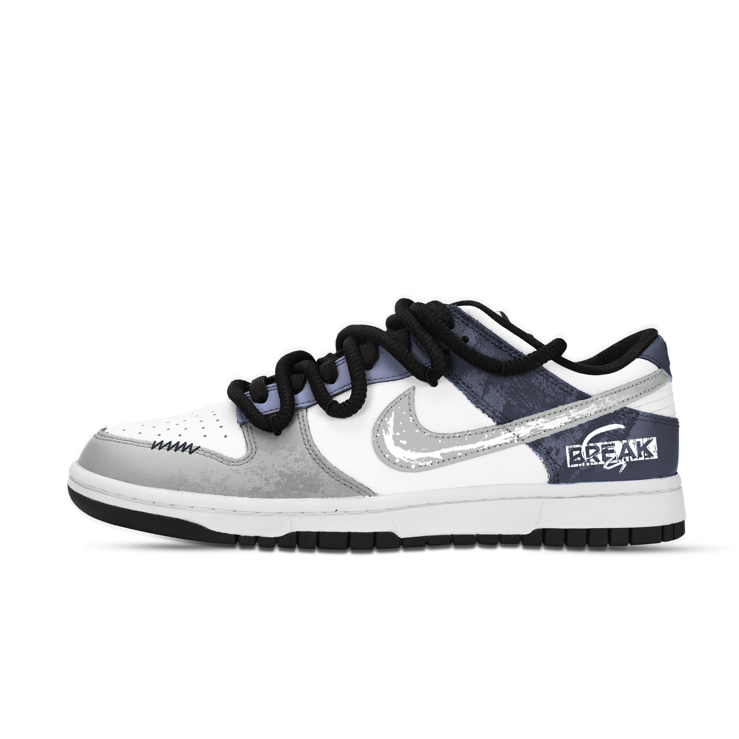 Nike Dunk Fragmented Dreams Slip Resistant Abrasion Resistant Low top Skateboard Shoes Unisex Black Gray Blue