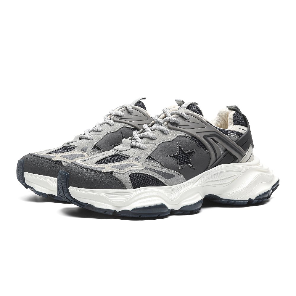 JEEP SPIRIT Starlight 2.0 Anti-Slip Wear-Resistant Breathable Moisture-Wicking Low-Top Chunky Sneakers Men's Gray