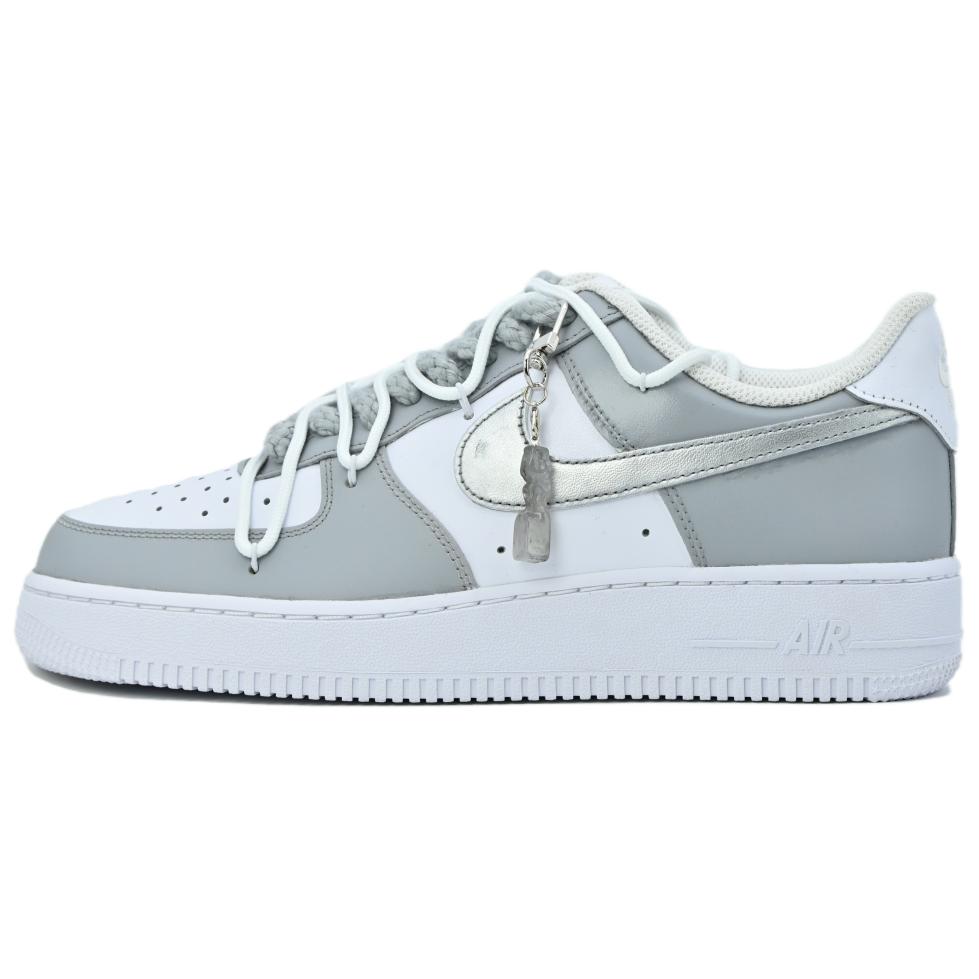 Nike Air Force 1 Coverage Cushioning Wear-Resistant Balance Low-Top Skateboard Shoes Unisex Silver White