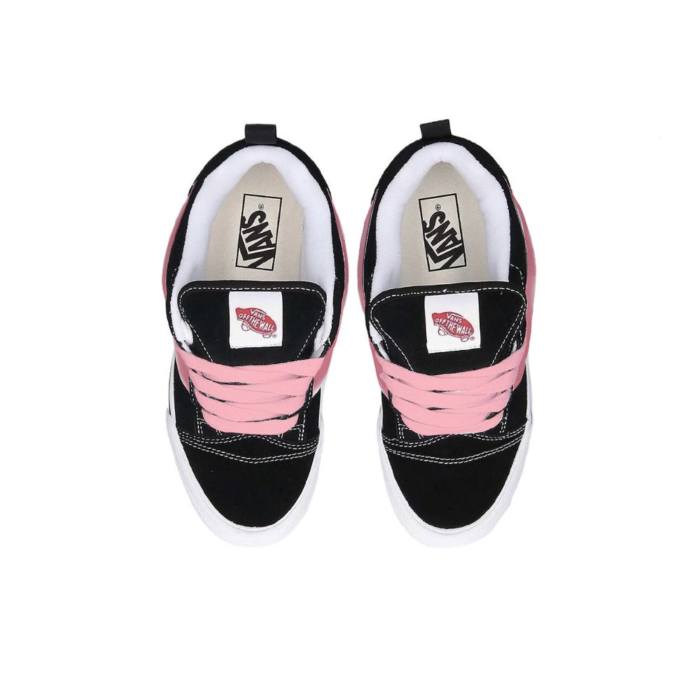 Vans Knu Skool Anti Slip Wear Resistant Low Top Canvas Shoes Unisex Black White Pink