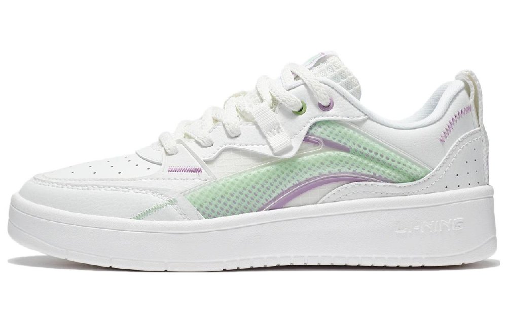 LiNing Jade Star Xuan Star Cushioning, Wear Resistant Low Top Skateboard Shoes Women's White Green