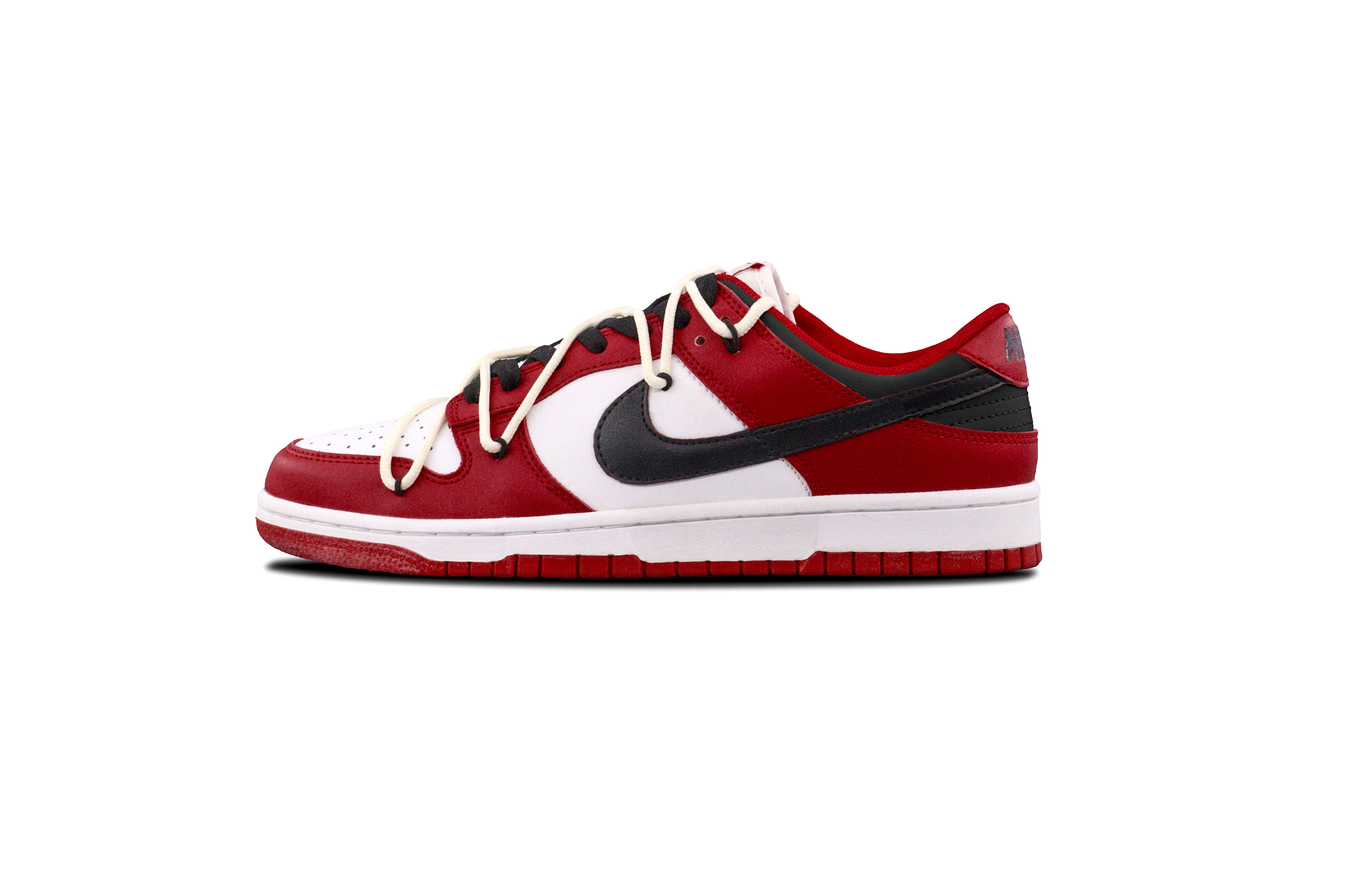 Nike Dunk  Chicago, Bulls Abrasion Resistant Lightweight Slip Resistant Low top Skateboard Shoes Unisex Black Red