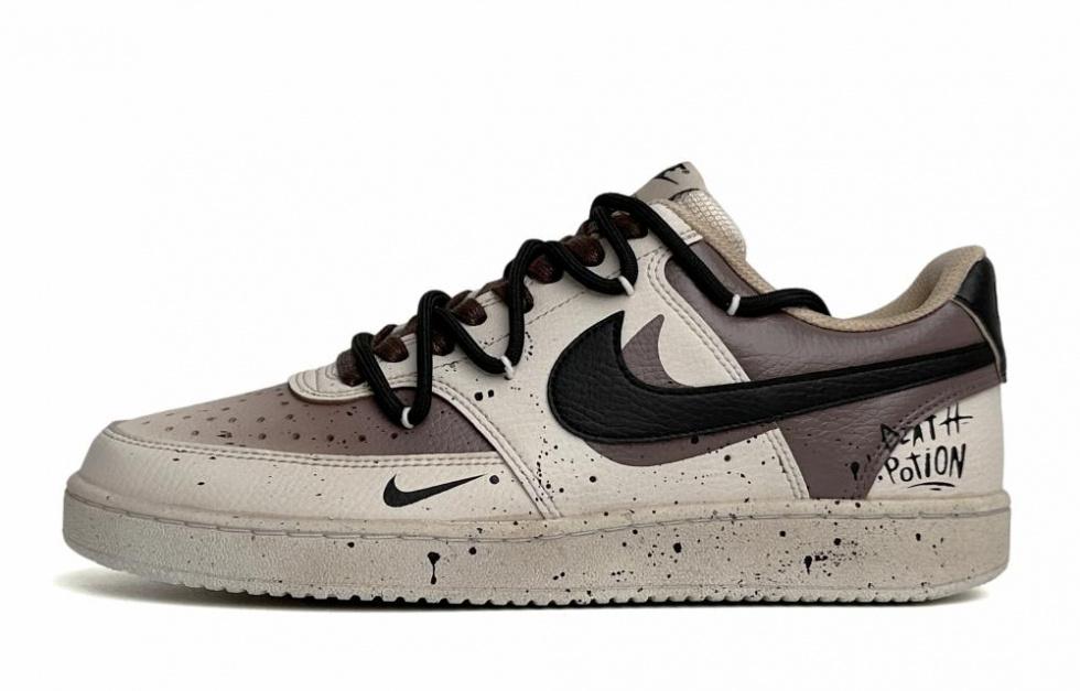 Nike Court Vision 1 Low Low-Top Skateboard Shoes Men's Black Brown