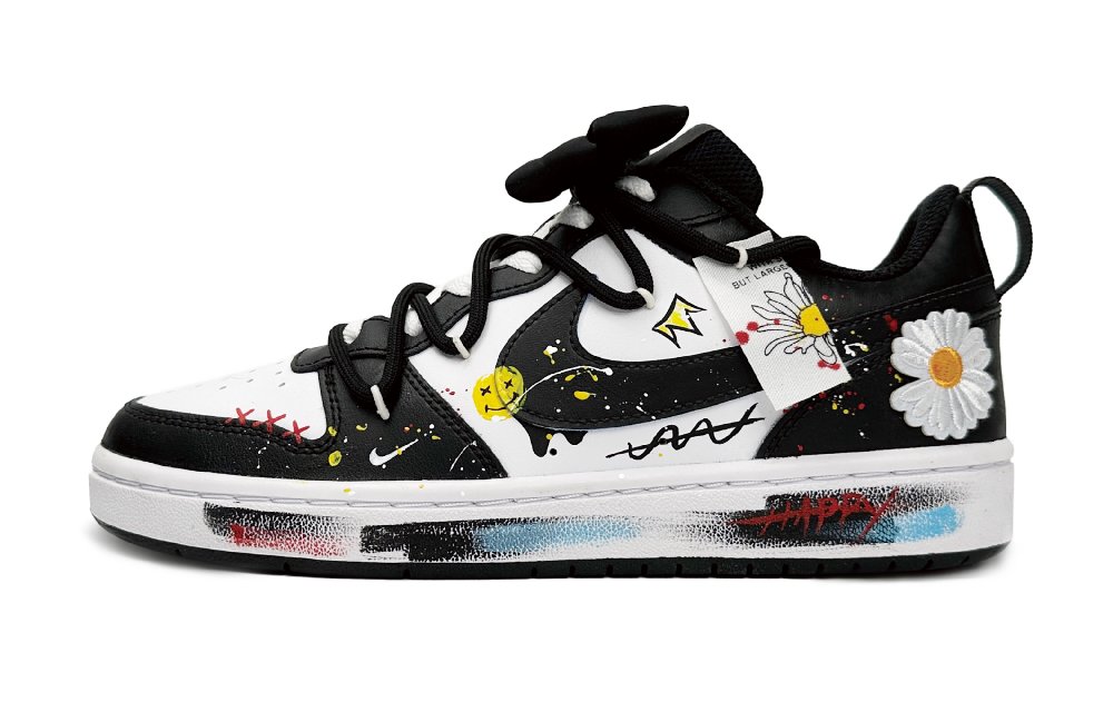 Nike Court Borough Low 2 Low-Top Skateboard Shoes GS Black White