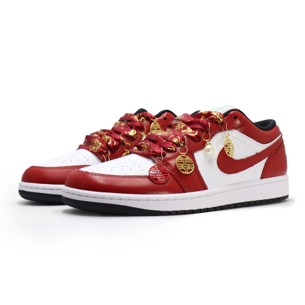 Jordan Air Jordan 1 Cushioning Anti-Slip And Wear-Resistant Low-Top Vintage Basketball Shoes Men's White Red