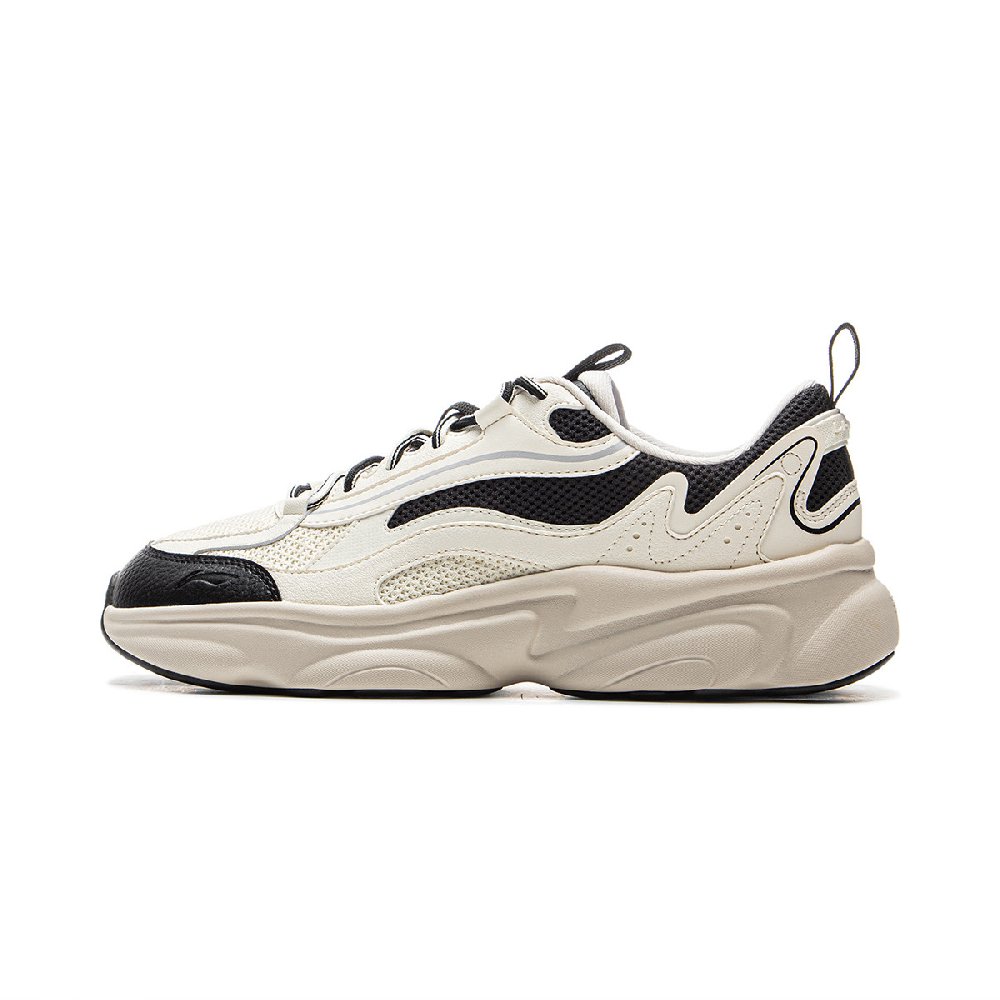 LiNing Cushioning Wear-Resistant Low-Top Chunky Sneakers Men's White Black