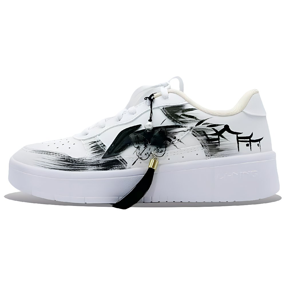 LiNing Pontoon Boats Anti Slip Wear Resistant Low Top Skateboard Shoes Women's White Black