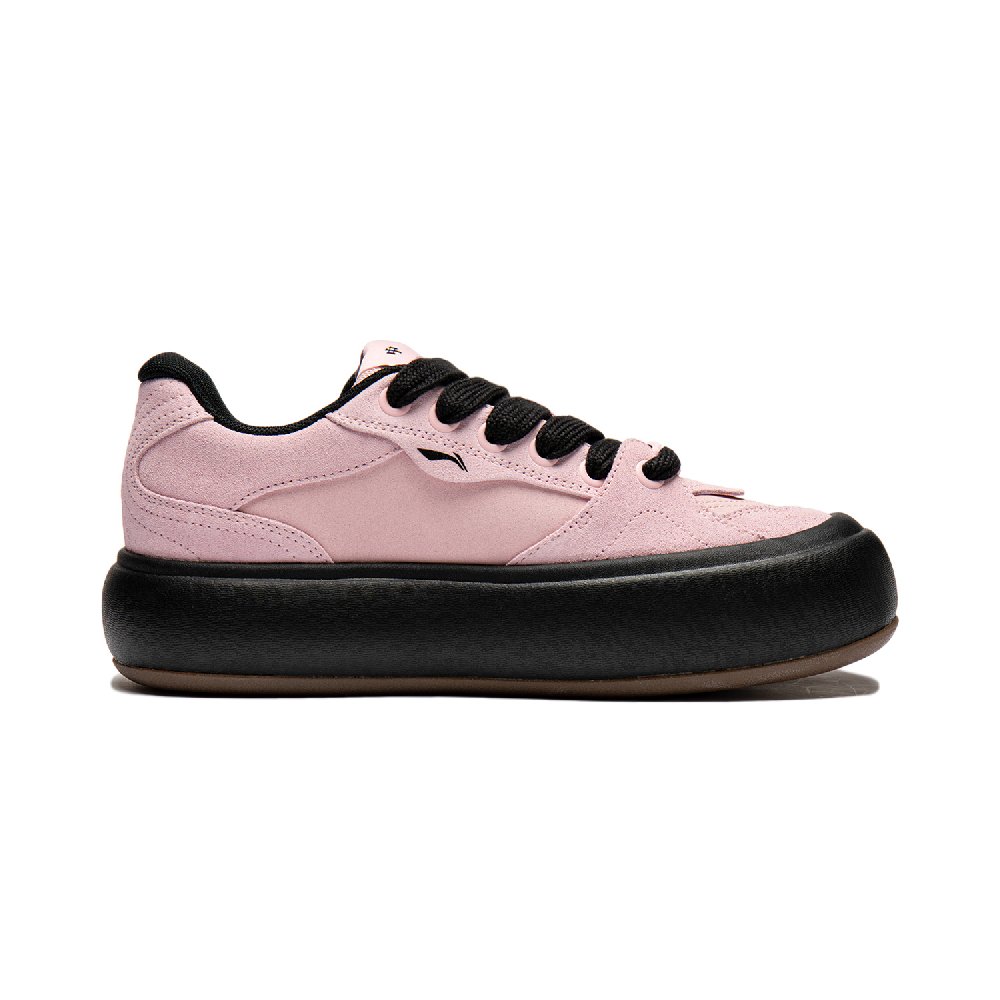 LiNing Puff Platform Cushioning Wear-Resistant Low-Top Skateboard Shoes Women's Sweet Apricot Pink