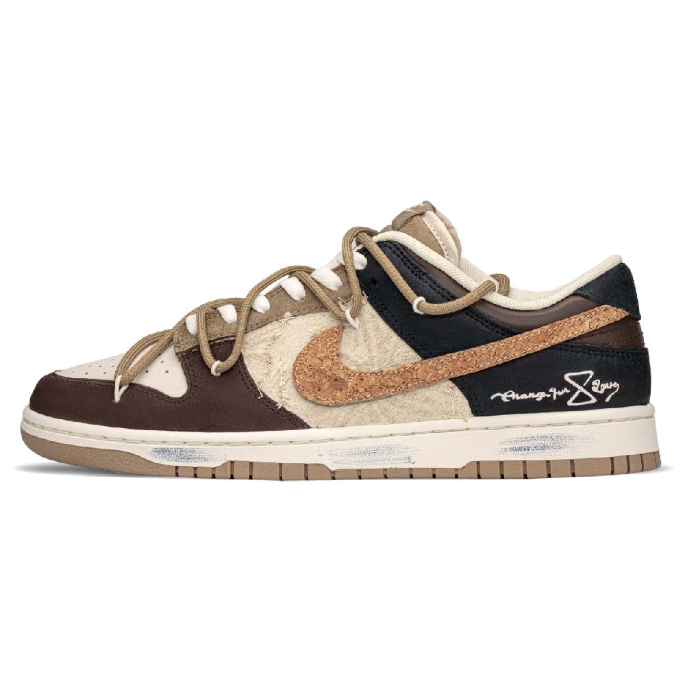 Nike Dunk Anti-Slip And Wear-Resistant Lightweight Height Increasing Low-Top Skateboard Shoes Unisex Brown Black