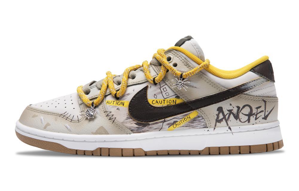 Nike Dunk Low Forbidden Zone Anti-Slip Wear-Resistant Low-Top Skateboard Shoes Men's White Yellow