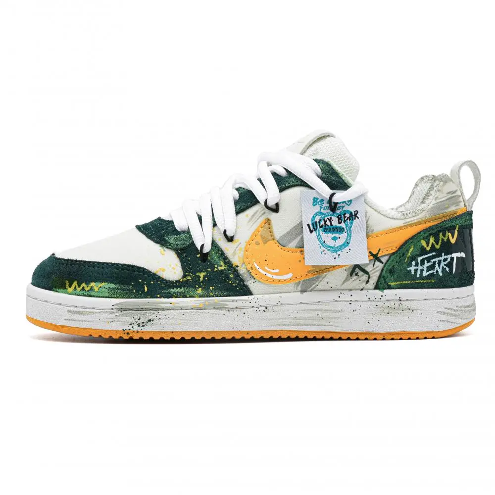 Nike Court Borough PRM Skateboard Shoes Men's Low top White/Green/Yellow