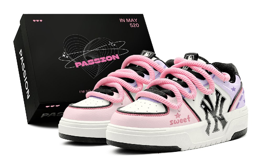 MLB Chunky Liner Anti-Slip Wear-Resistant Low-Top Skateboard Shoes Unisex Pink