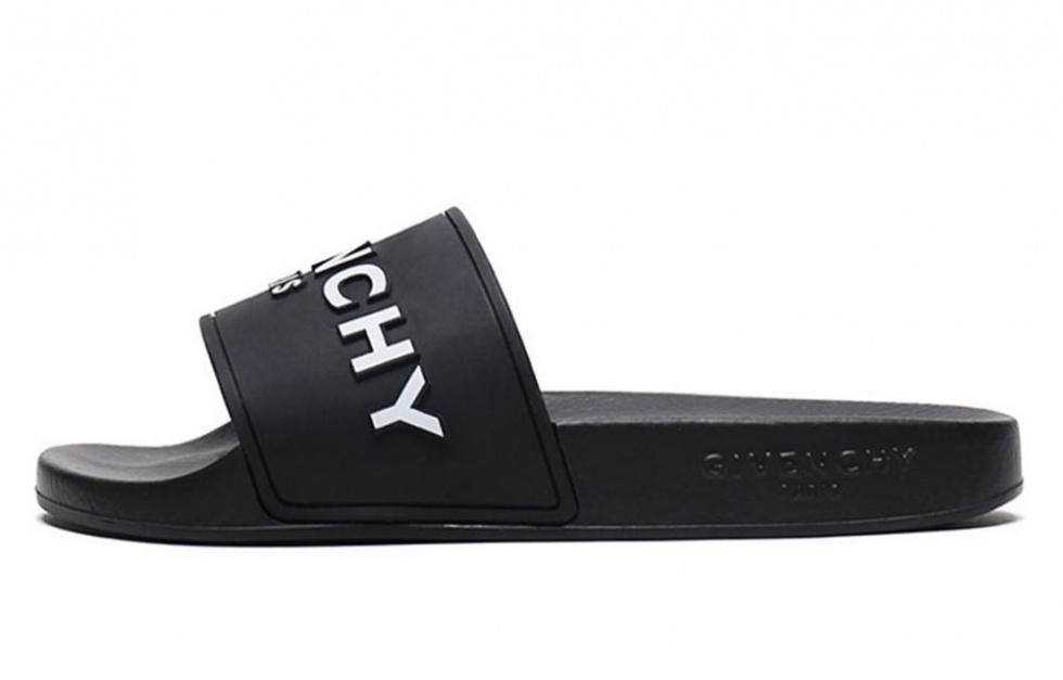Givenchy Paris Flat Sandals Black White