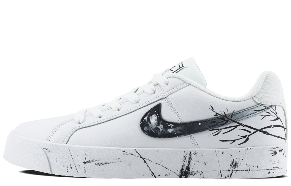 Nike Court Royale Anti-Slip And Wear-Resistant Lightweight Low-Top Skateboard Shoes Unisex Black White