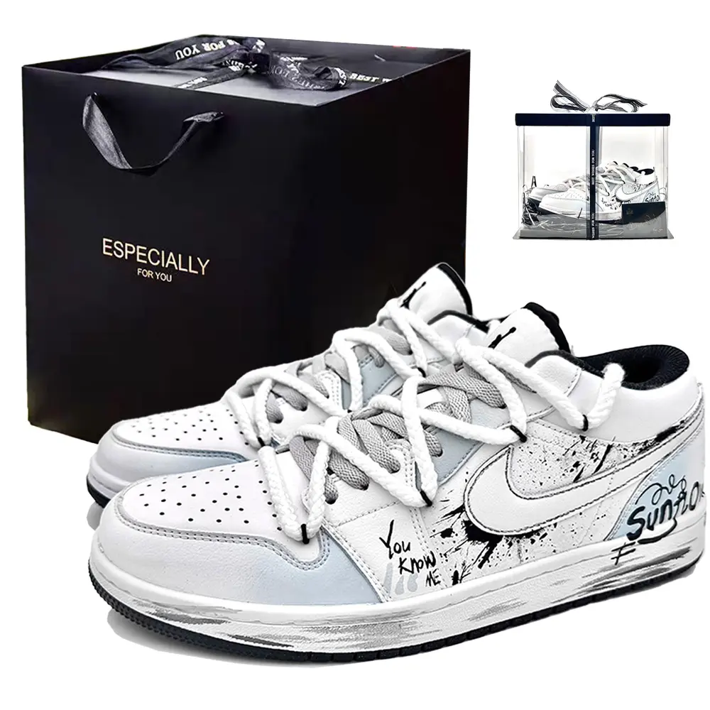 Jordan Air Jordan 1 'Wolf Grey' Mercury Record Low top Vintage Basketball Shoes Unisex White Blue
