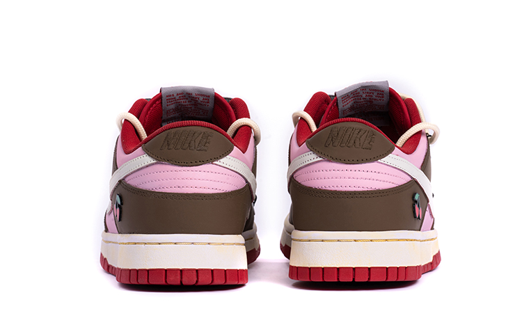 Nike Dunk Anti Slip Wear Resistant Low Top Skateboard Shoes Women's Brown Pink